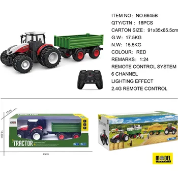 autíčko Červený R/C traktor se zeleným návěsem