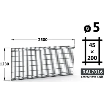 Plot Plotový panel 3D Standard 45, 123×250 cm, antracitově šedá
