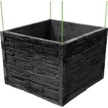 Vyvýšený záhon Barigadi Vyvýšený záhon betonový 100x100 cm, výška 75 cm, vzor štípaný kámen, antracit