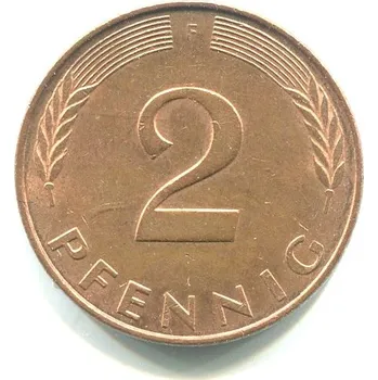 NĚMECKO. 2 Pfennig 1990/F.
