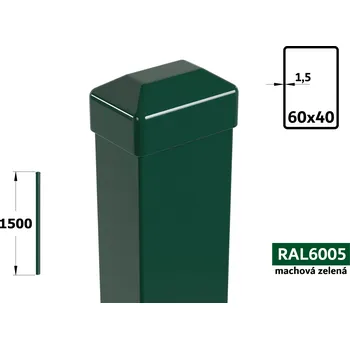 Plotový sloupek Plotový sloupek 150 cm, 60×40×1,5 mm, mechová zelená
