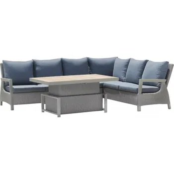 Zahradní sestava Zahradní ratanový nábytek rohový, nastavitelný stůl s keramickou deskou