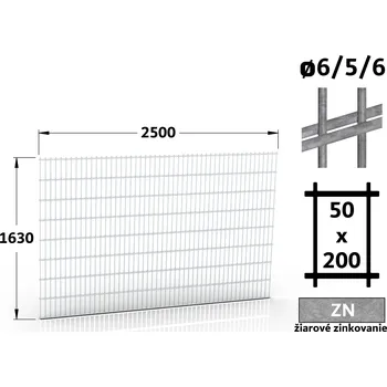 Plot Plotový panel 2D Standard 45, 163×250 cm, žárové pozinkování