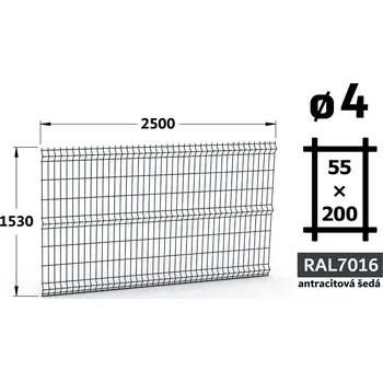 Plot Plotový panel 3D Light 55, 153×250 cm, antracitově šedá