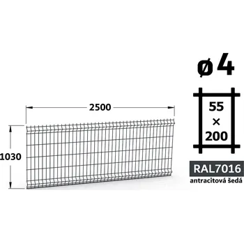 Plot Plotový panel 3D Light 55, 103×250 cm, antracitově šedá