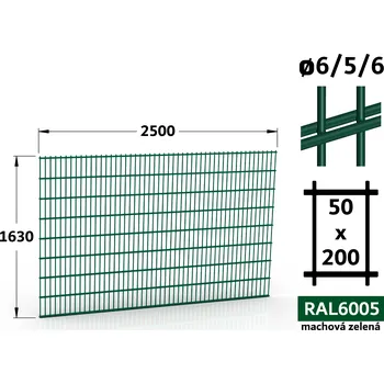 Plot Plotový panel 2D Standard 45, 163×250 cm, mechová zelená