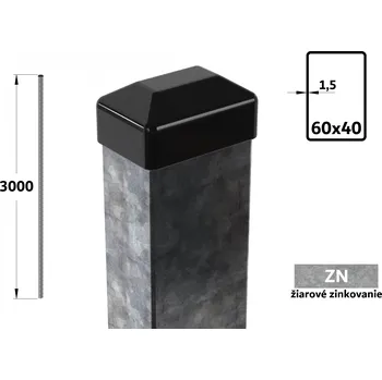 Plotový sloupek Plotový sloupek 300 cm, 60×40×1,5 mm, žárové pozinkování