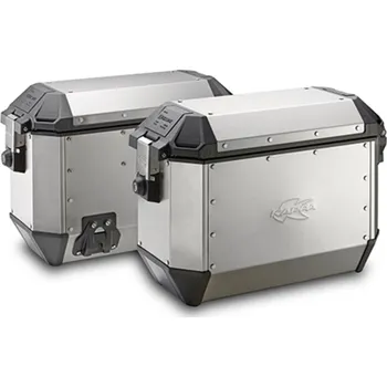 Zavazadlo na motocykl Sada bočních kufrů K-MISSION - 36l, KAPPA (stříbrné, hliník, 49,5x38,7x24,6 cm)