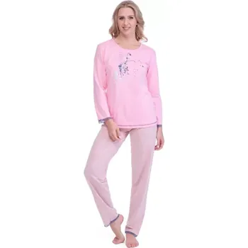 Dámské pyžamo 2566/3537 - dámské pyžamo Ruko dlouhé, 2XL, růžová