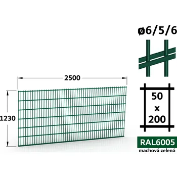 Plot Plotový panel 2D Standard 45, 123×250 cm, mechová zelená