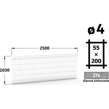 Plot Plotový panel 3D Light 55, 103×250 cm, žárové pozinkování