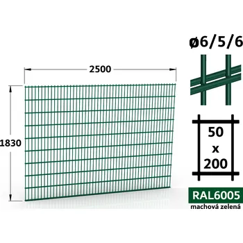 Plot Plotový panel 2D Standard 45, 183×250 cm, mechová zelená