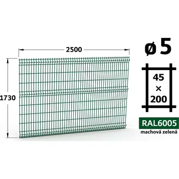 Plot Plotový panel 3D Standard 45, 173×250 cm, mechová zelená