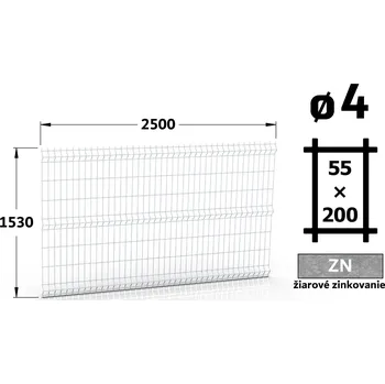 Plot Plotový panel 3D Light 55, 153×250 cm, žárové pozinkování