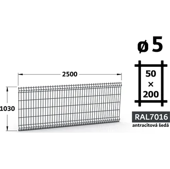Plot Plotový panel 3D Standard 50, 103×250 cm, antracitově šedá
