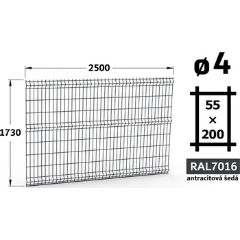 Plot Plotový panel 3D Light 55, 173×250 cm, antracitově šedá