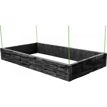 Vyvýšený záhon Barigadi Vyvýšený záhon betonový 200x100 cm, výška 25 cm, vzor štípaný kámen, antracit