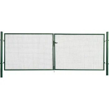 brána Zahradní brána, šířka 400 cm, výška 125 cm, kulaté profily, dózický zámek, mechová zelená