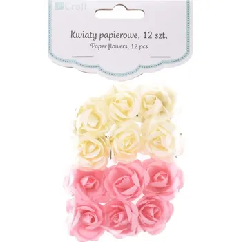 Party dekorace Dekorace Růže 12ks papírová, krémová/lososová