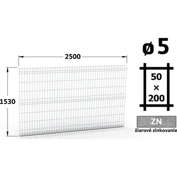 Plot Plotový panel 3D Standard 50, 153×250 cm, žárové pozinkování