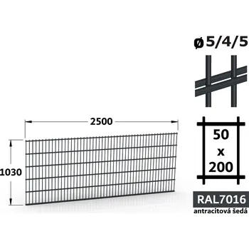 Plot Plotový panel 2D Light 50, 103×250 cm, antracitově šedá