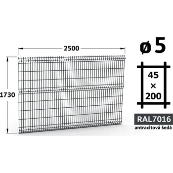 Plot Plotový panel 3D Standard 45, 173×250 cm, antracitově šedá