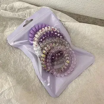 Elastické spirálové gumičky do vlasů | vlasové doplňky 6 ks - Fialová