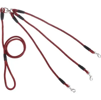 Vodítko pro psa Vodítko na běhání se psem pro tři mazlíčky | vodící řemínek na více domácích mazlíčků | 140cm - červenočerná