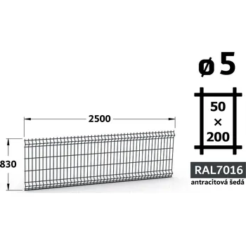 Plot Plotový panel 3D Standard 50, 83×250 cm, antracitově šedá