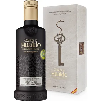 Dárkový potravinový koš Casas de Hualdo Reserva de Familia 500 ml – prémiový extra panenský olivový olej v luxusním dárkovém balení