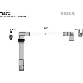 Zapalovací kabel Sada kabelů pro zapalování TESLA T887C
