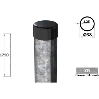 Plotový sloupek Plotový sloupek 175 cm, průměr 38 mm, tl. stěny 1,25 mm, žárové pozinkování
