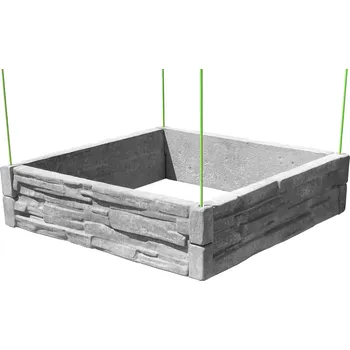Vyvýšený záhon Barigadi Vyvýšený záhon betonový 100x100 cm, výška 25 cm, vzor štípaný kámen, přírodní šedá