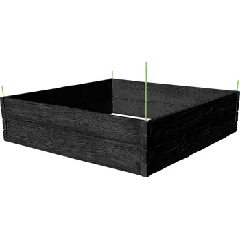 Vyvýšený záhon Barigadi Vyvýšený záhon betonový 200x200 cm, výška 50 cm, vzor dřevo, antracit