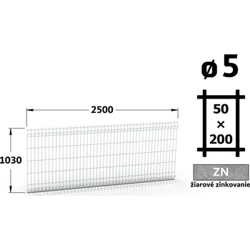 Plot Plotový panel 3D Standard 50, 103×250 cm, žárové pozinkování