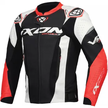 Moto bunda Kožená bunda na motorku IXON Vortex 3 černo-bílo-červená S
