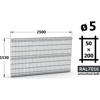 Plot Plotový panel 3D Standard 50, 153×250 cm, antracitově šedá