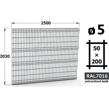 Plot Plotový panel 3D Standard 50, 203×250 cm, antracitově šedá