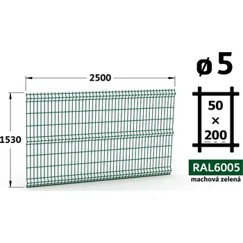 Plot Plotový panel 3D Standard 50, 153×250 cm, mechová zelená