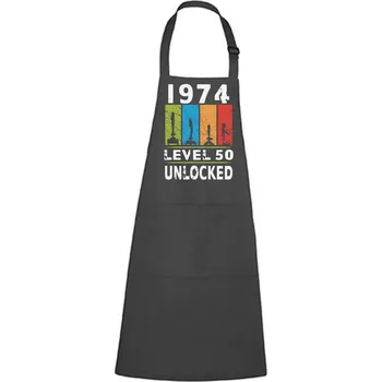 Kuchyňská zástěra DOBRÝ TRIKO Zástěra s potiskem Level 50 unlocked Barva: Antracitová