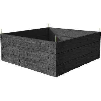 Vyvýšený záhon Barigadi Vyvýšený záhon betonový 200x200 cm, výška 75 cm, vzor štípaný kámen, antracit