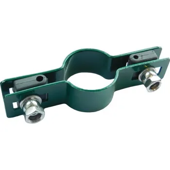 Příslušenství pro plot Příchytka ke sloupku kulatá 48 mm, průběžná, mechová zelená Tloušťka drátu plotového panelu: 5 mm