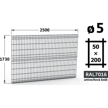 Plot Plotový panel 3D Standard 50, 173×250 cm, antracitově šedá