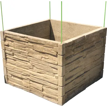 Vyvýšený záhon Barigadi Vyvýšený záhon betonový 100x100 cm, výška 75 cm, vzor štípaný kámen, pískovec