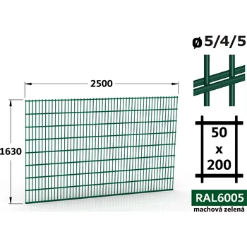 Plot Plotový panel 2D Light 50, 163×250 cm, mechová zelená