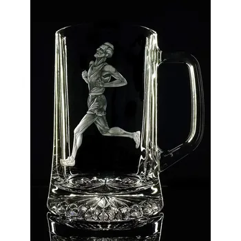 Sklenice půllitr s běžcem - ručně ryté (broušené) dárek pro běžce