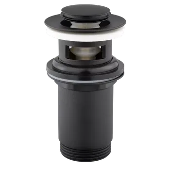 Sifon JB Sanitary Umyvadlová výpusť 5/4" s přepadem, malá zátka, ČERNÉ provedení VK10