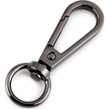 Kovová karabina otočná, průvlek 12 mm, barva 2 nikl černý