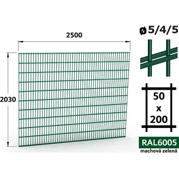 Plot Plotový panel 2D Light 50, 203×250 cm, mechová zelená