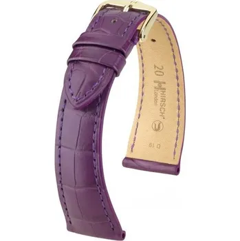 Řemínek na hodinky Řemínek Hirsch London Alligator - fialový, mat - 20 mm - M – Střední délka - 16 mm - Rose Gold + 5 let záruka a dárek ZDARMA
